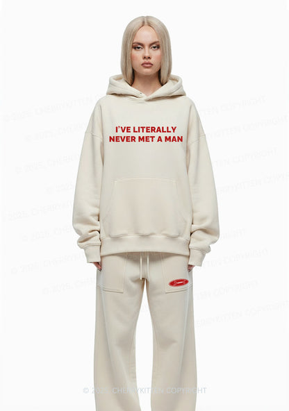 Never Met A Man Pride Y2K Fleece Hoodie Set Cherrykitten