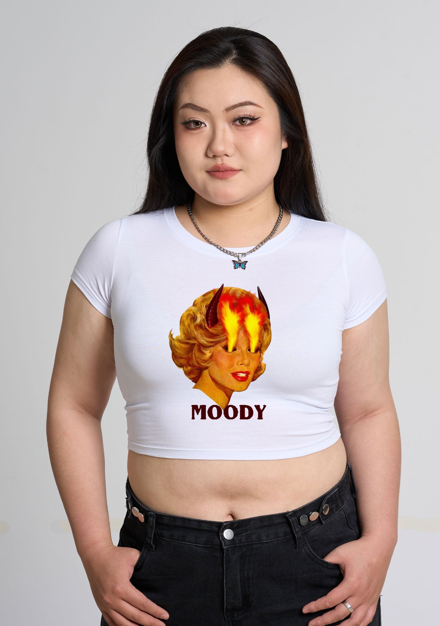Curvy Moody Angry Woman Baby Tee