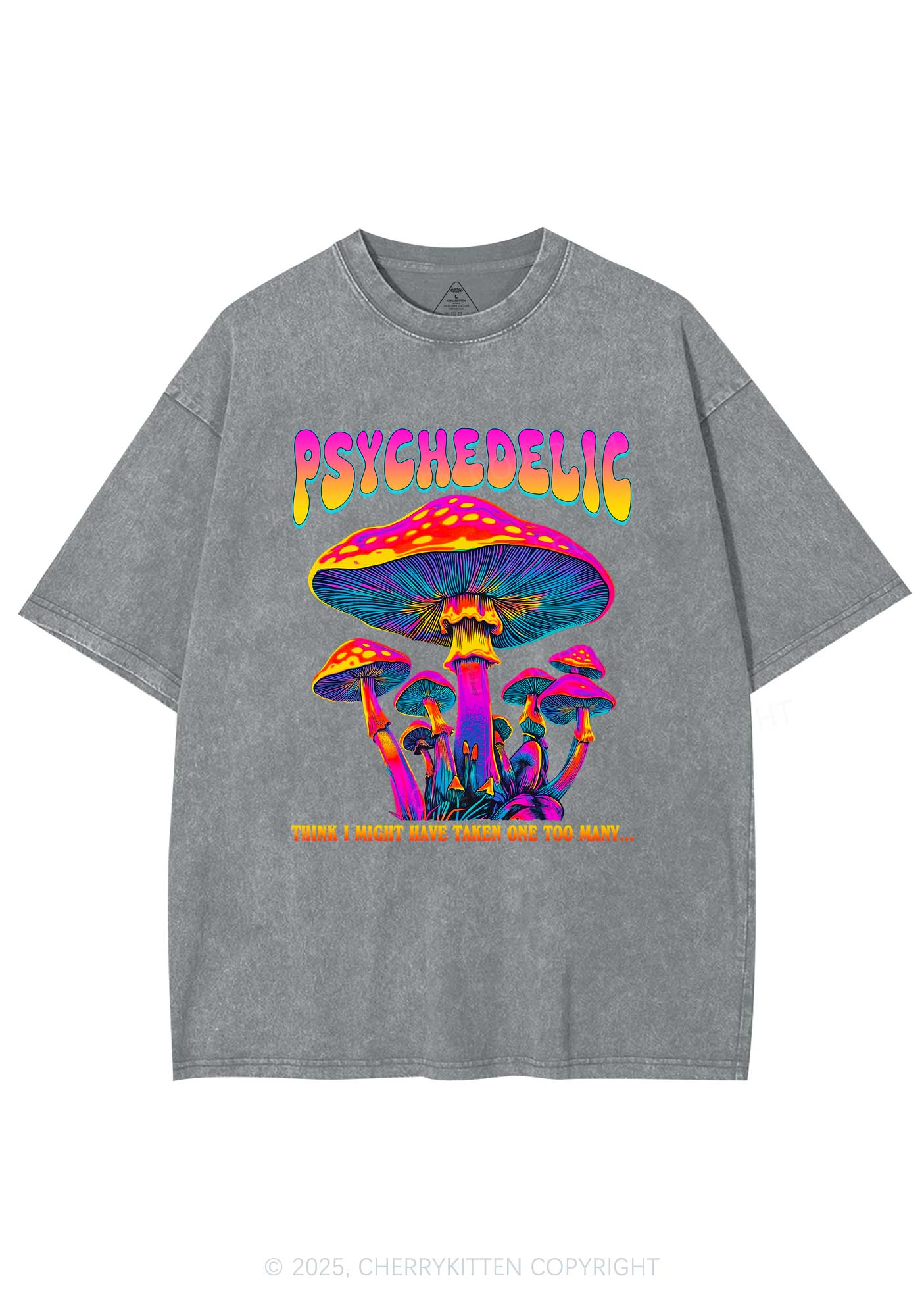 Psychedelic Mushroom Y2K Shirts Washed Tee Cherrykitten