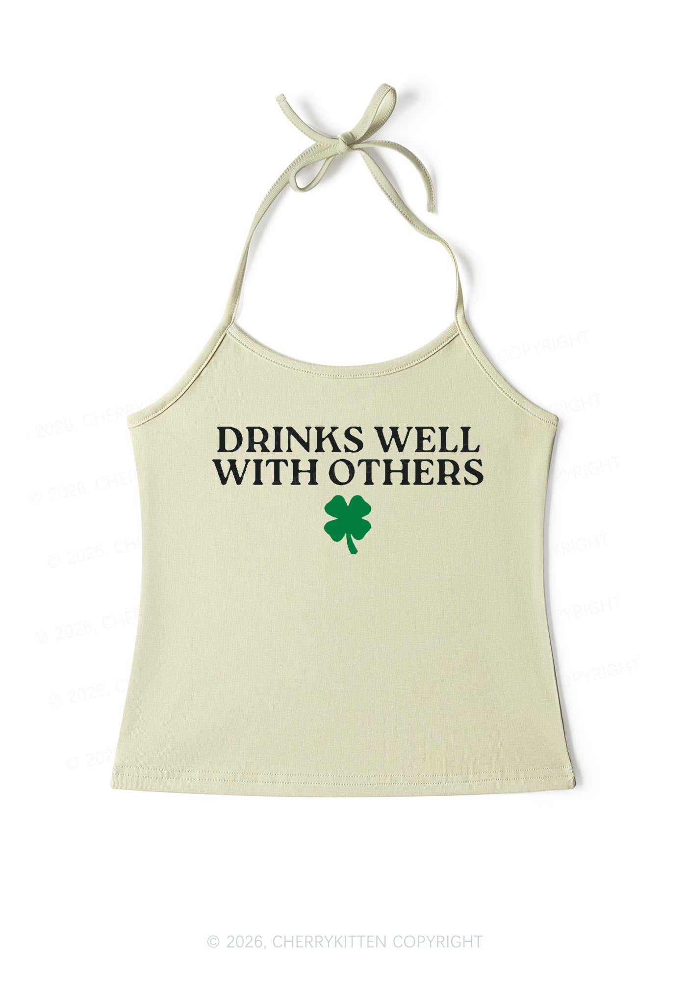 Drinks Well With Others St Patricks Y2K Halter Neck Cami Cherrykitten