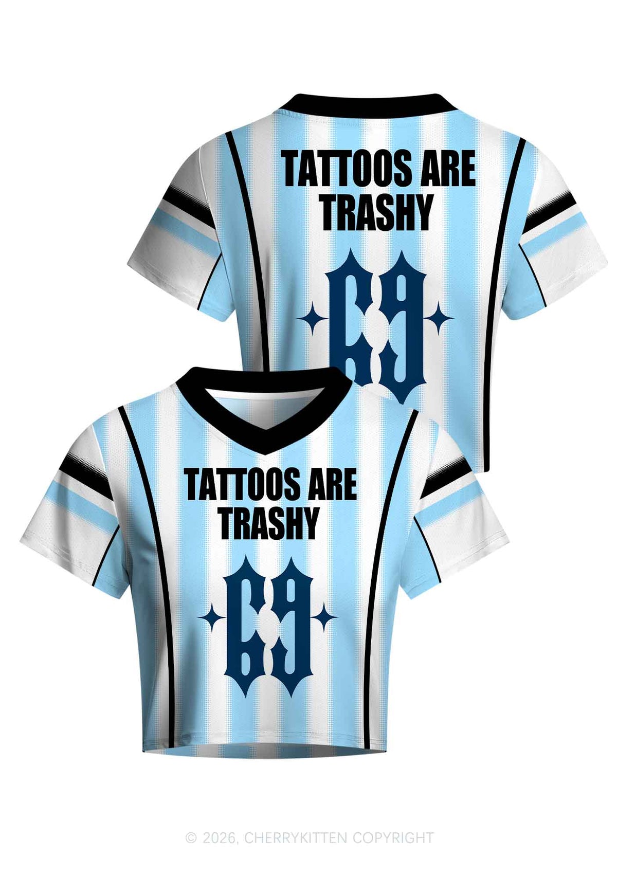 Tattoos Are Trashy Y2K Crop Football Jersey Shirts Cherrykitten