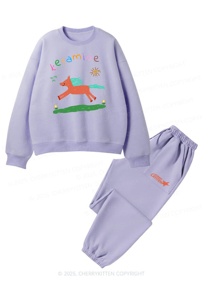 Orange Pony Y2K Fleece Sweatshirts Set Cherrykitten