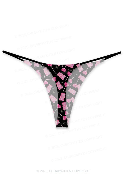 Lollipops Gummies Valentine's Day Y2K Print Couples Boxer Thong Set Cherrykitten