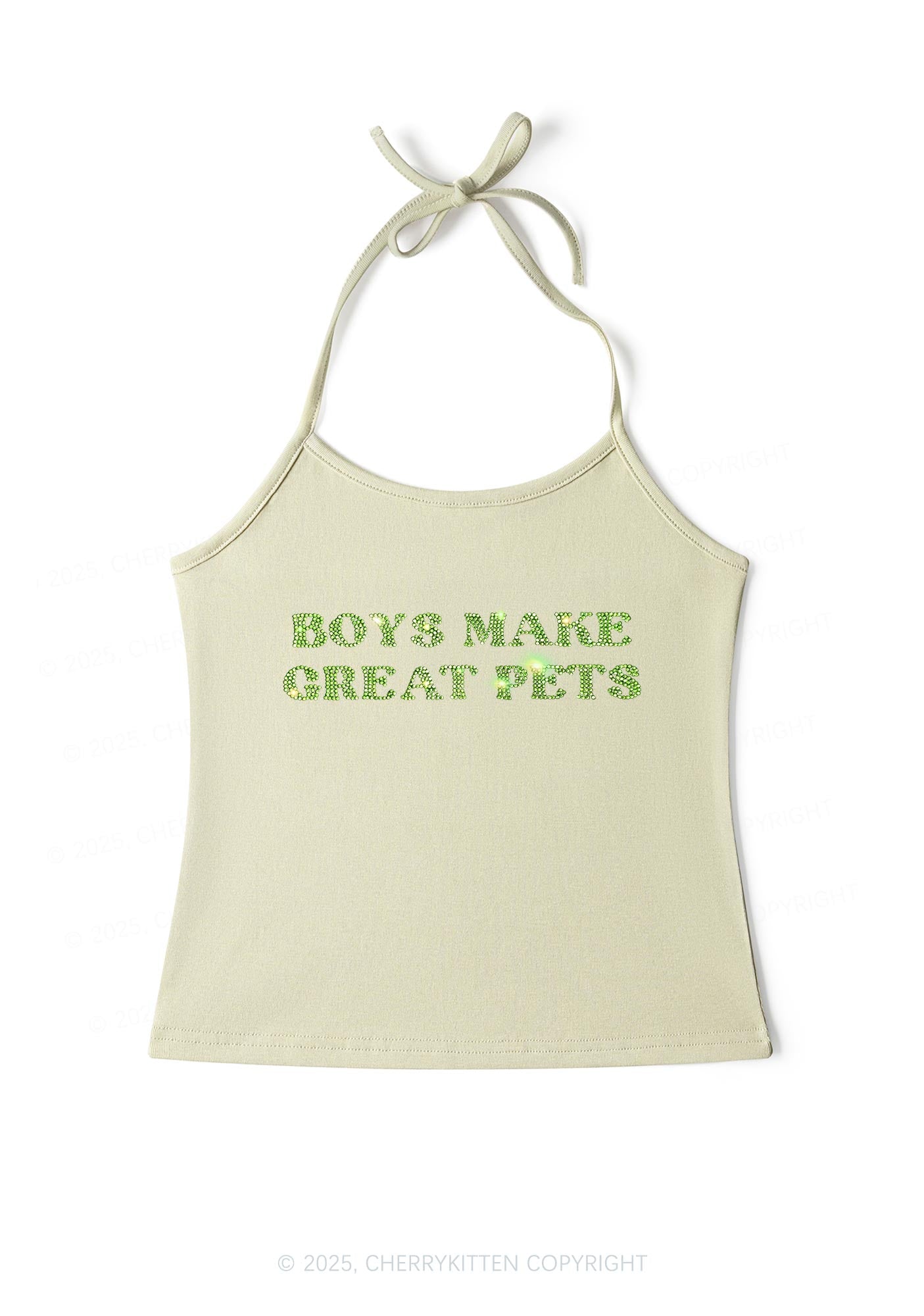 Rhinestone Boys Make Gr8 Pets Y2K Halter Neck Cami Cherrykitten