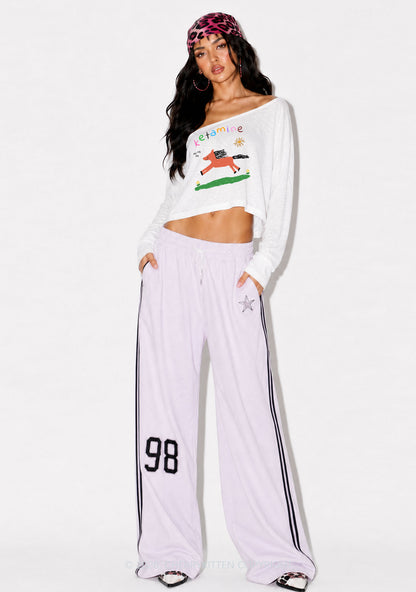 Orange Pony Y2K Off Shoulder Long Sleeve Crop Top Cherrykitten