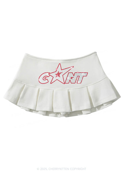 Rhinestone Star Cxxt Y2K Mini Pleated Skirts Cherrykitten