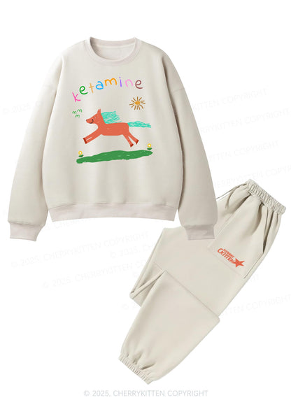 Orange Pony Y2K Fleece Sweatshirts Set Cherrykitten