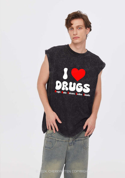 I Love Drxgs Y2K Washed Tank Cherrykitten