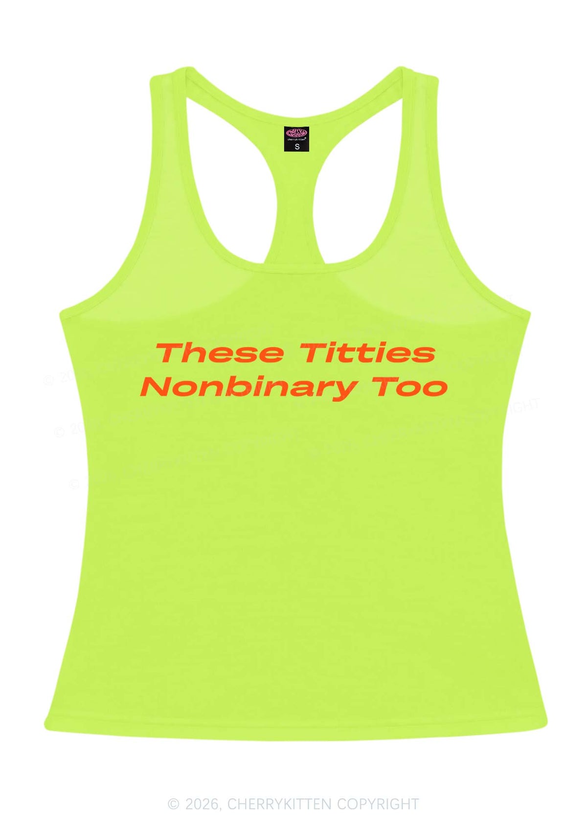 Txtties Nonbinary Too Pride Y2K Women Racerback Tank Top Cherrykitten