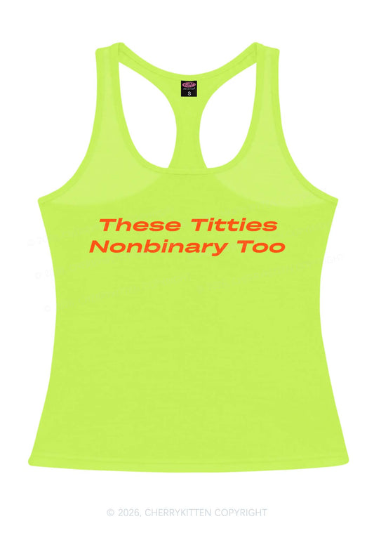 Txtties Nonbinary Too Pride Y2K Women Racerback Tank Top Cherrykitten