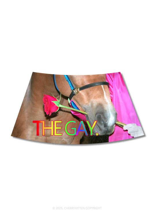 The Gay Horse Y2K Print Mini Skirt Cherrykitten