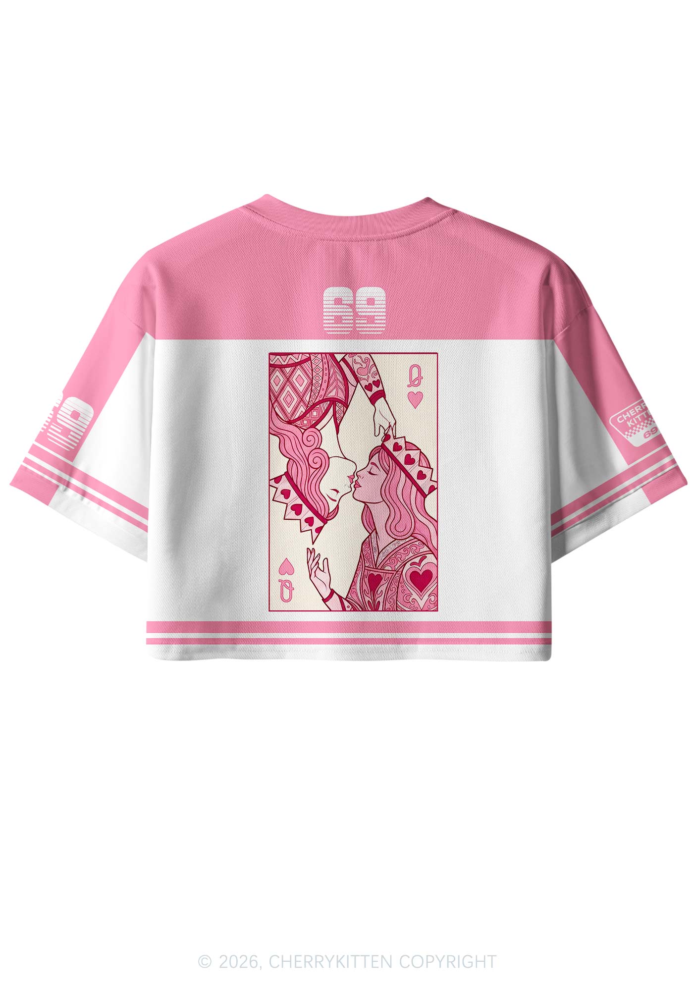 Two Pink Queens Kissing Pride Y2K Crop Sport Jersey Shirts Cherrykitten
