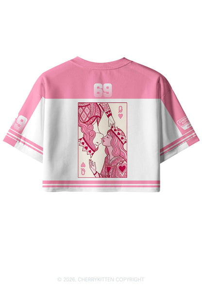 Two Pink Queens Kissing Pride Y2K Crop Sport Jersey Shirts Cherrykitten