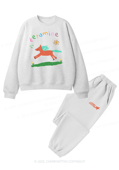 Orange Pony Y2K Fleece Sweatshirts Set Cherrykitten