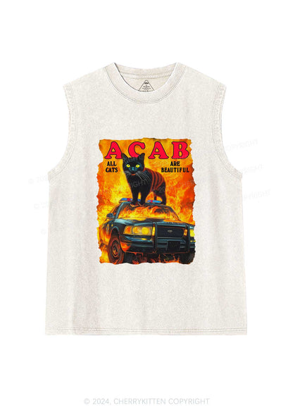 ACAB Beautiful Cats Y2K Washed Tank Cherrykitten
