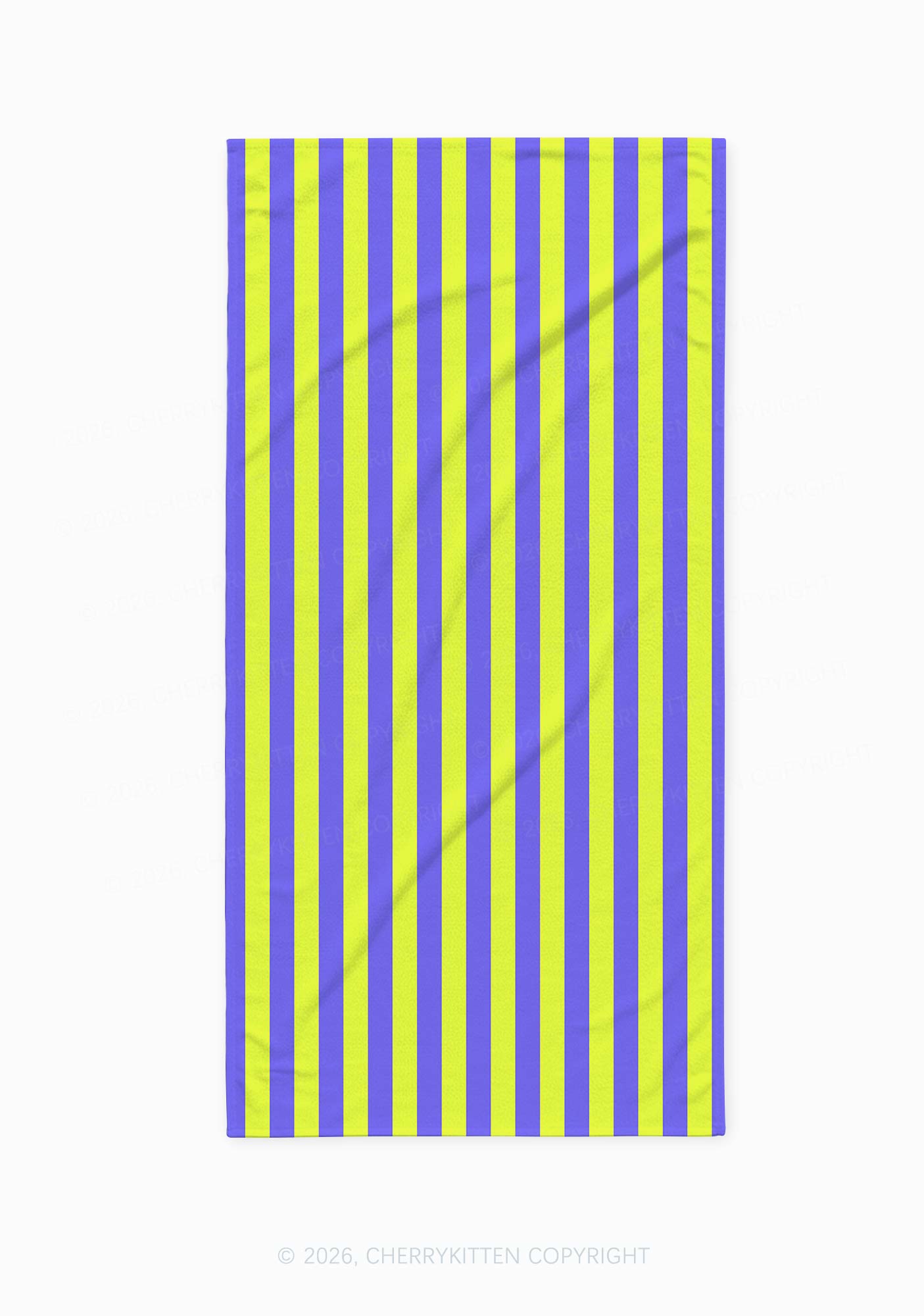 Purple Lime Stripes Y2K Beach Towel Cherrykitten