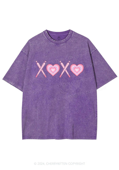 XOXO Heart Y2K Valentine's Day Washed Tee Cherrykitten