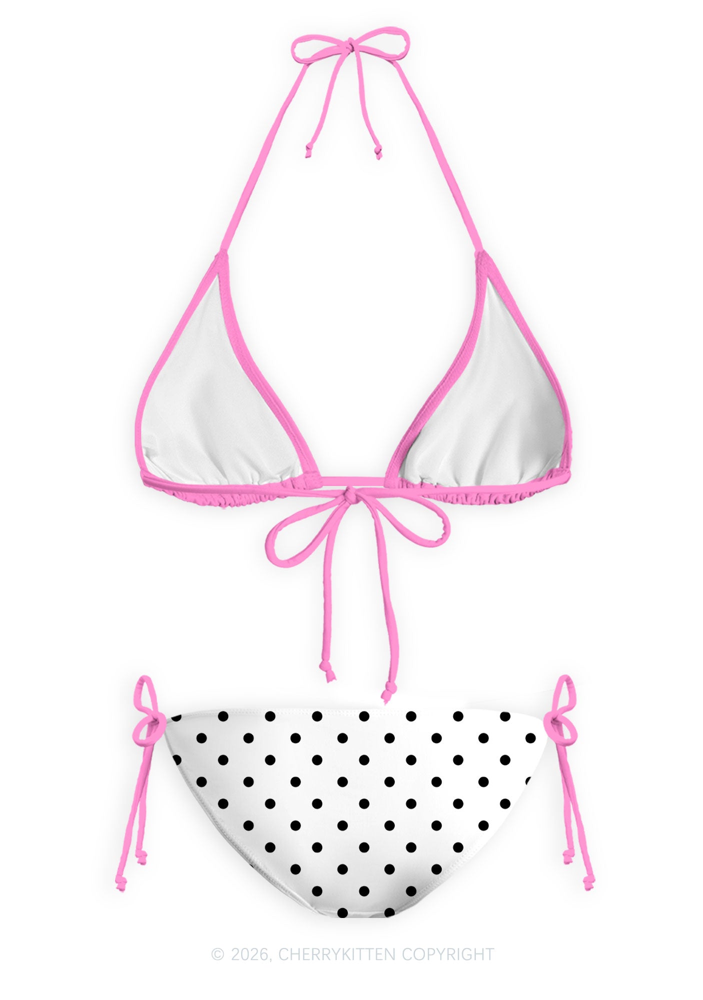 Butch Bait White Dots Y2K Print Bikini Set Cherrykitten