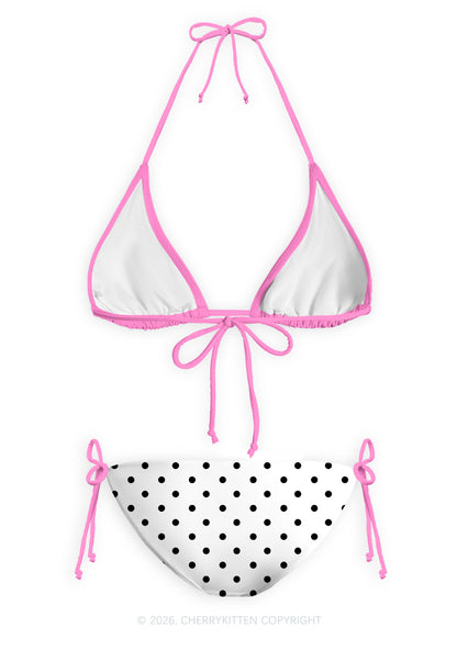 Butch Bait White Dots Y2K Print Bikini Set Cherrykitten