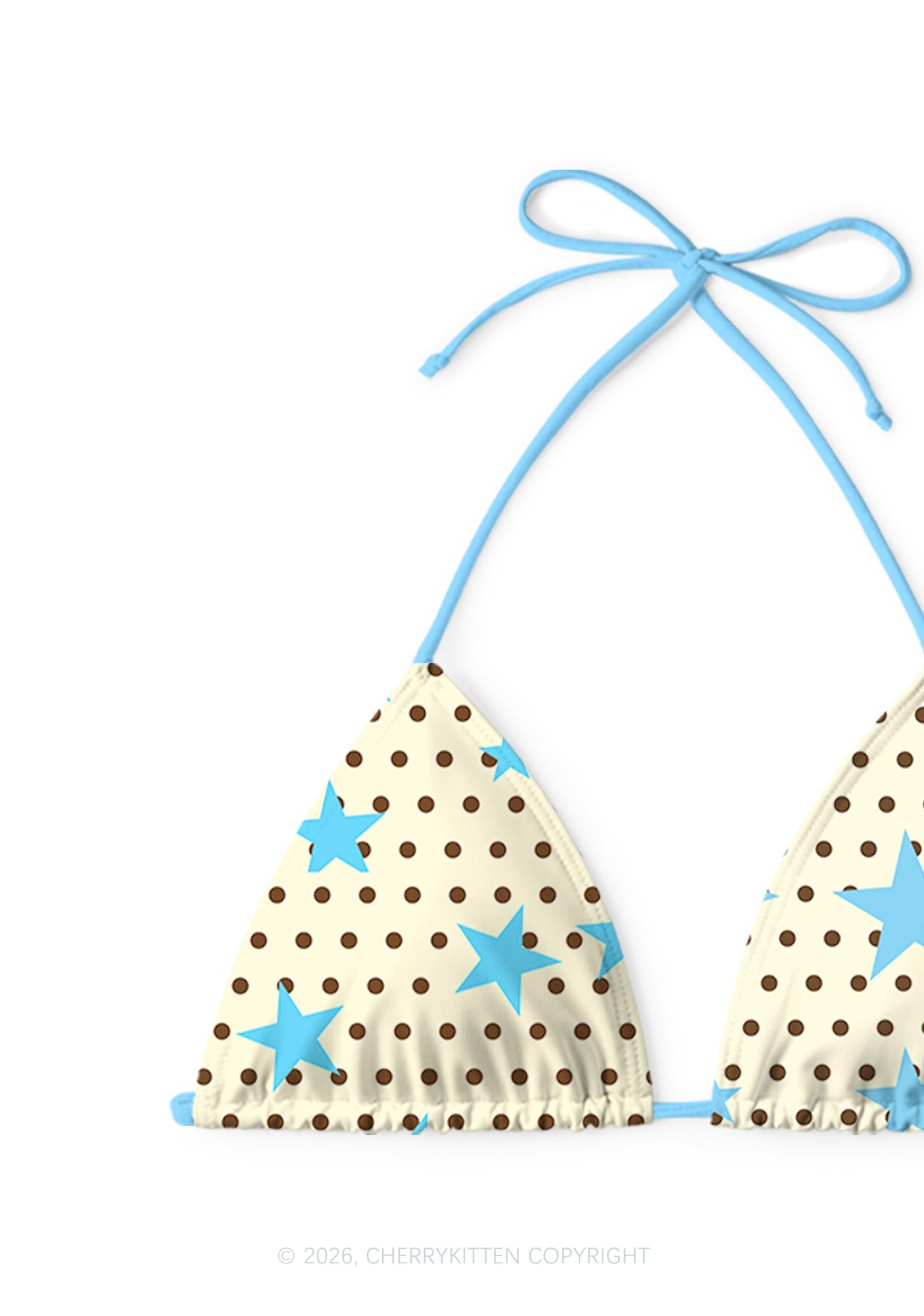 Brown Dots Blue Star Y2K Print Bikini Set Cherrykitten