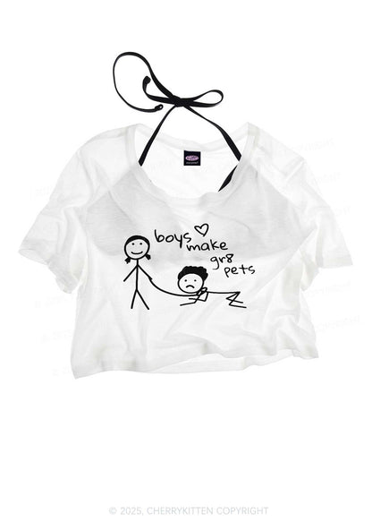 Boys Make Gr8 Pets Y2K Sheer Crop Tee Cherrykitten