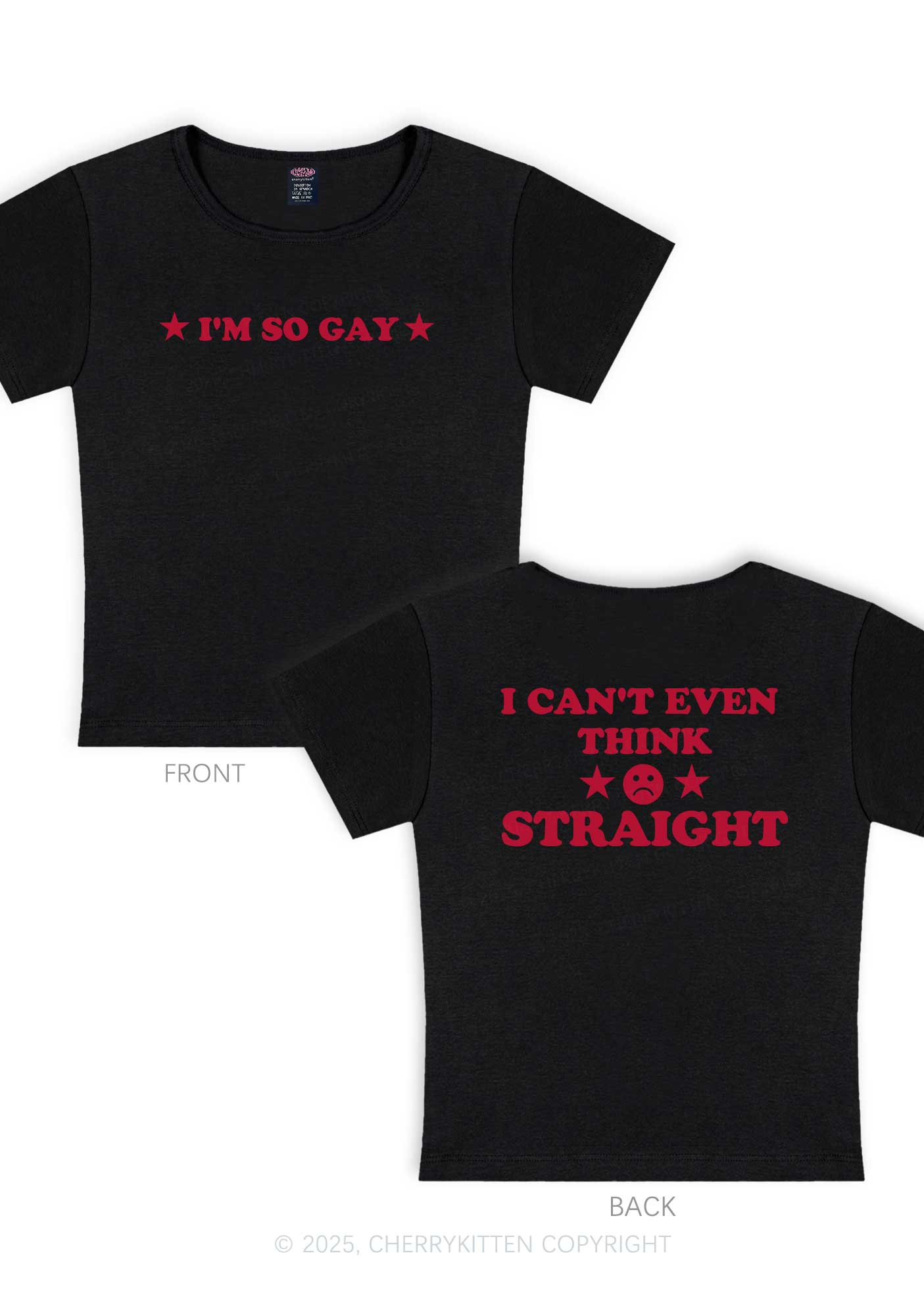 Im So Gay Two Sides Pride Y2K Baby Tee Cherrykitten