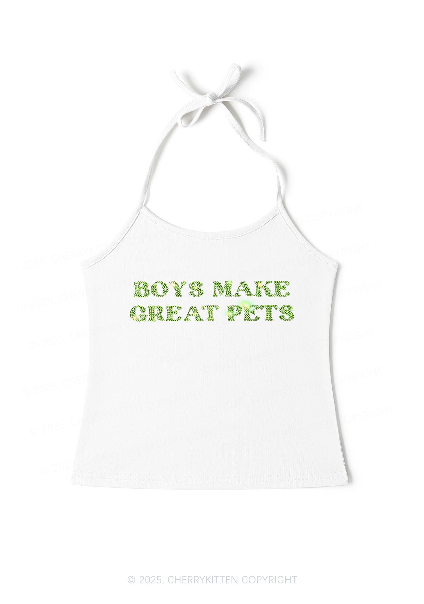 Rhinestone Boys Make Gr8 Pets Y2K Halter Neck Cami Cherrykitten
