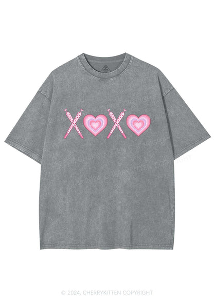 XOXO Heart Y2K Valentine's Day Washed Tee Cherrykitten