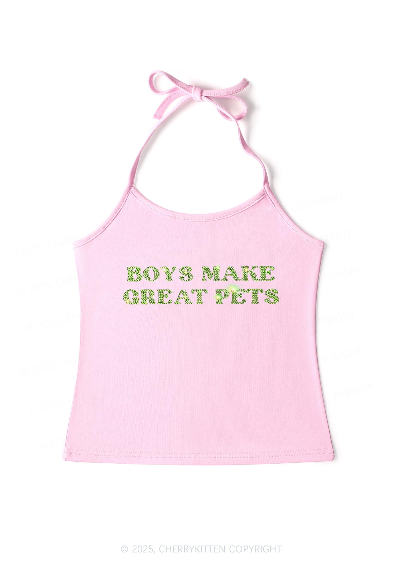Rhinestone Boys Make Gr8 Pets Y2K Halter Neck Cami Cherrykitten