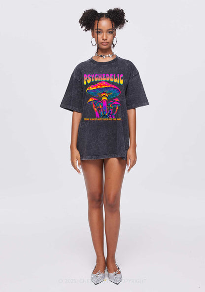 Psychedelic Mushroom Y2K Shirts Washed Tee Cherrykitten