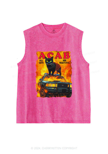 ACAB Beautiful Cats Y2K Washed Tank Cherrykitten