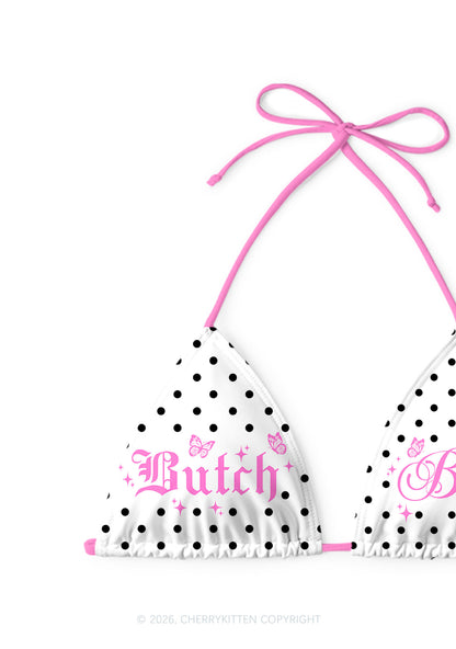Butch Bait White Dots Y2K Print Bikini Set Cherrykitten