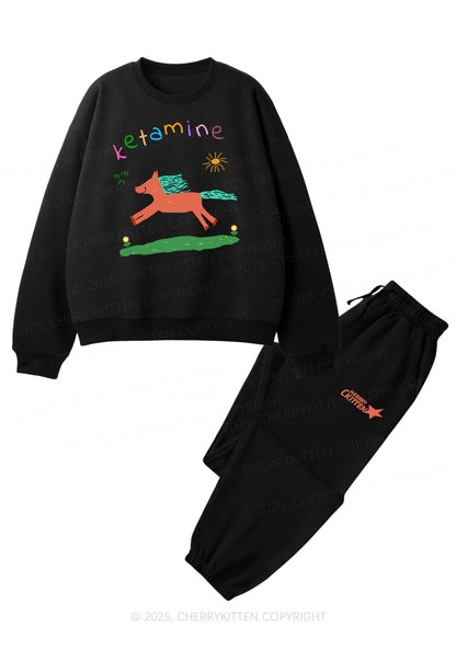 Orange Pony Y2K Fleece Sweatshirts Set Cherrykitten