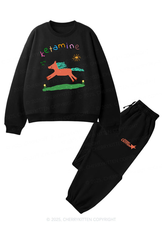 Orange Pony Y2K Fleece Sweatshirts Set Cherrykitten