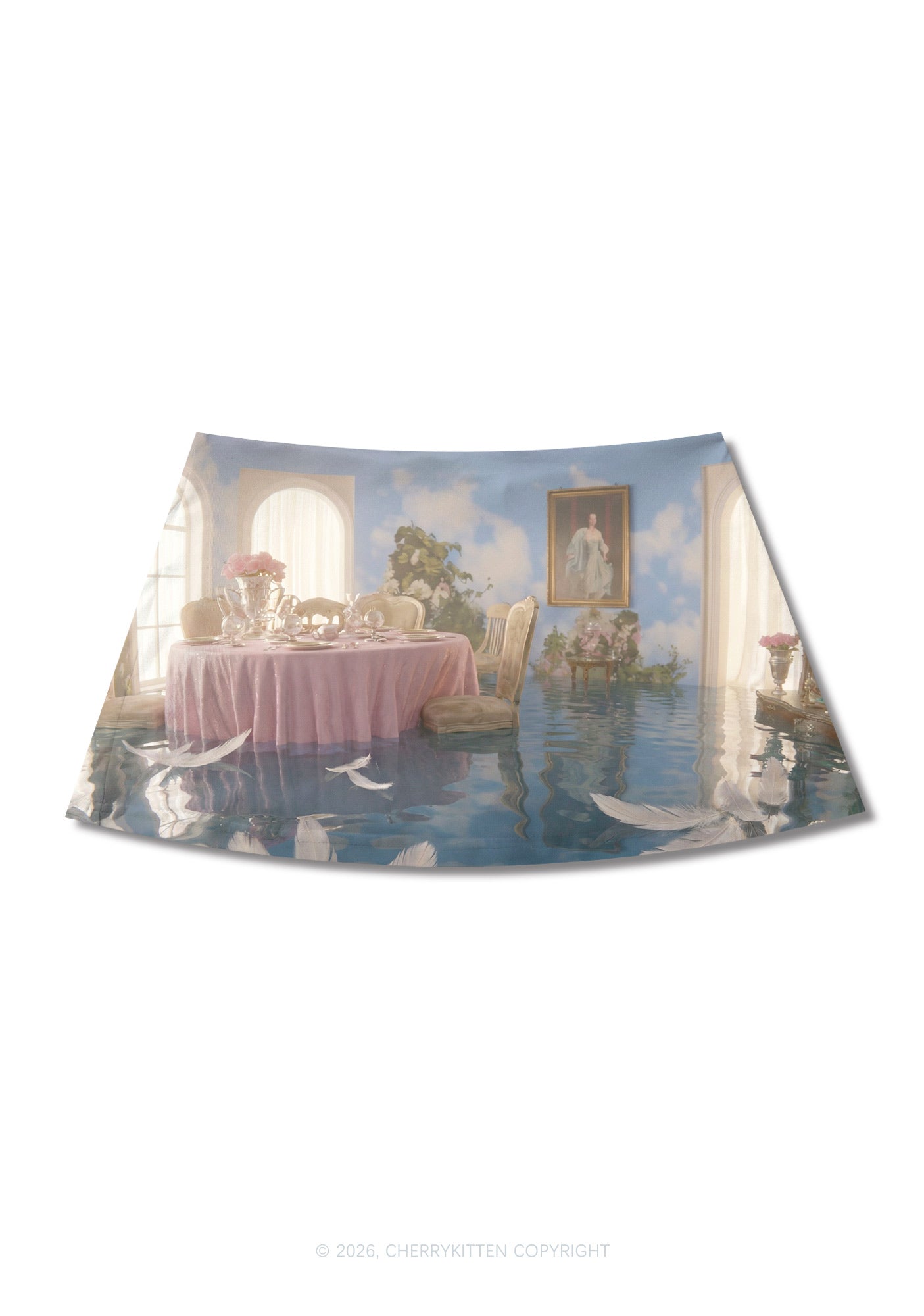 Floating Sky Dining Room Y2K Print Mini Skirt Cherrykitten