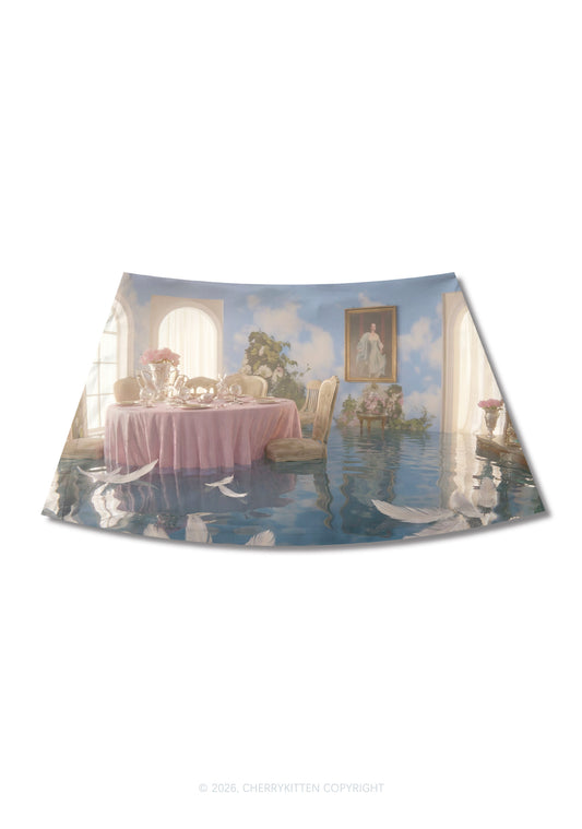 Floating Sky Dining Room Y2K Print Mini Skirt Cherrykitten