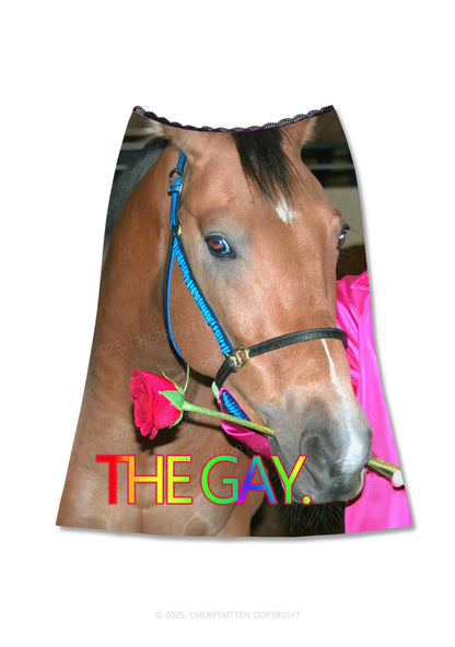 The Gay Horse Y2K Print Midi Skirt Cherrykitten