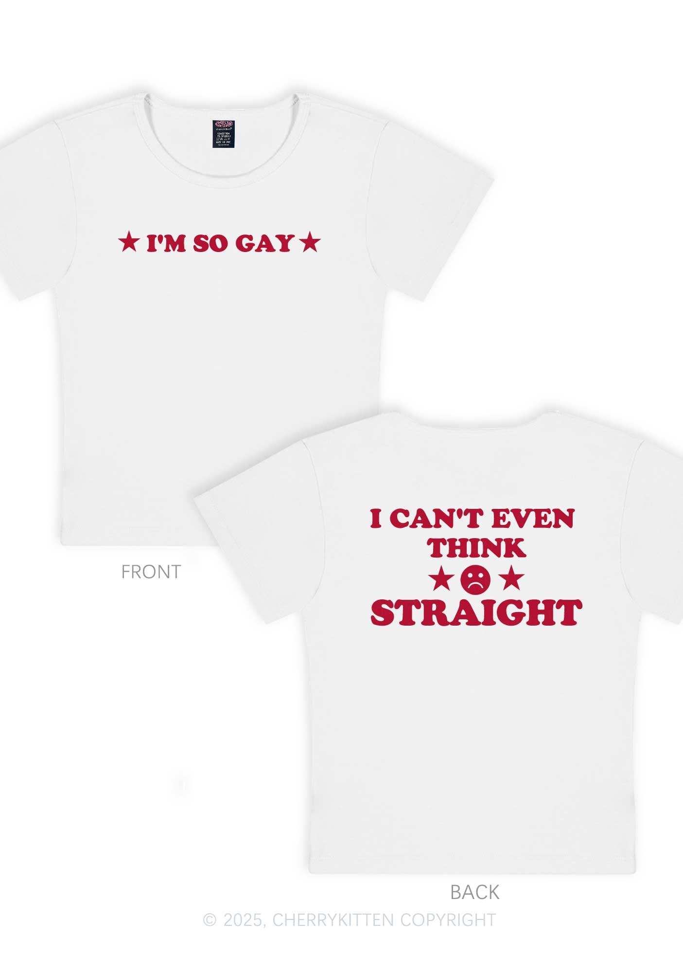 Im So Gay Two Sides Pride Y2K Baby Tee Cherrykitten