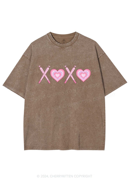 XOXO Heart Y2K Valentine's Day Washed Tee Cherrykitten