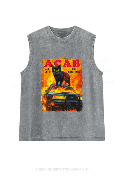 ACAB Beautiful Cats Y2K Washed Tank Cherrykitten