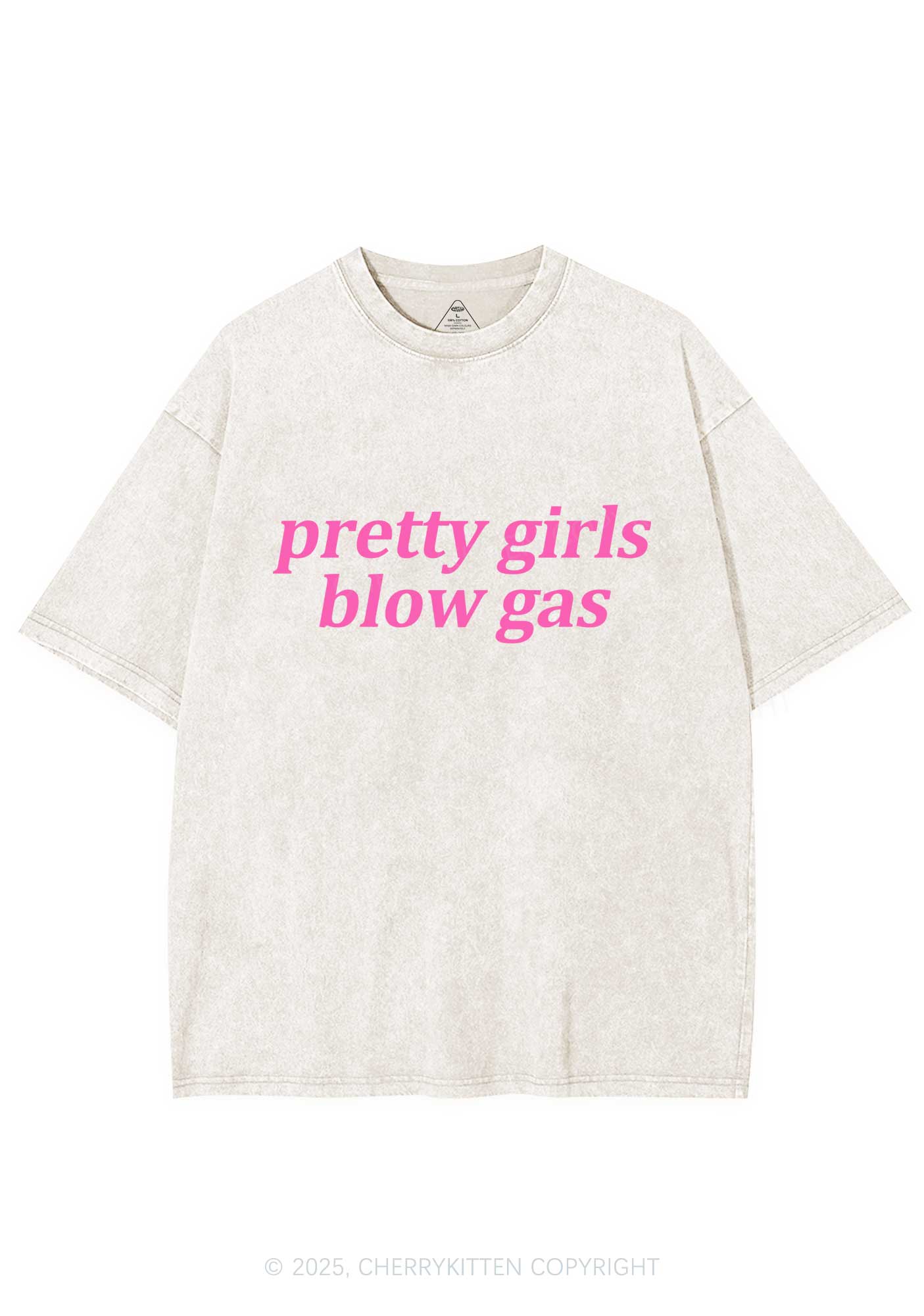 Pretty Girls Blow Gas Y2K Shirts Washed Tee Cherrykitten