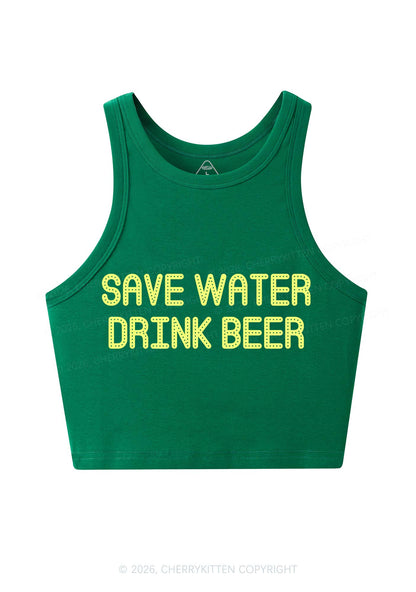 Save Water Drink Beer St Patricks Y2K Crop Tank Top Cherrykitten