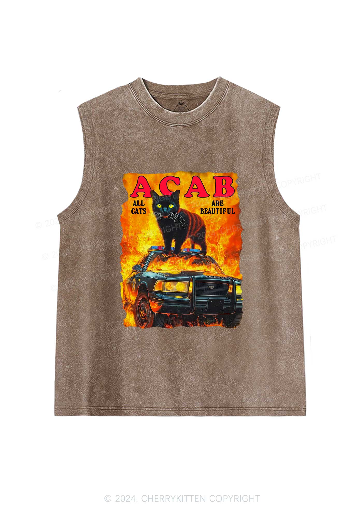 ACAB Beautiful Cats Y2K Washed Tank Cherrykitten