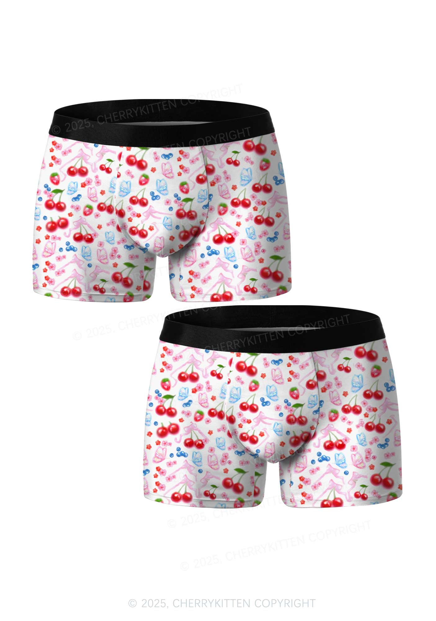 White Cherry Pie Valentine's Day Y2K Print Couples Boxer Briefs Set Cherrykitten