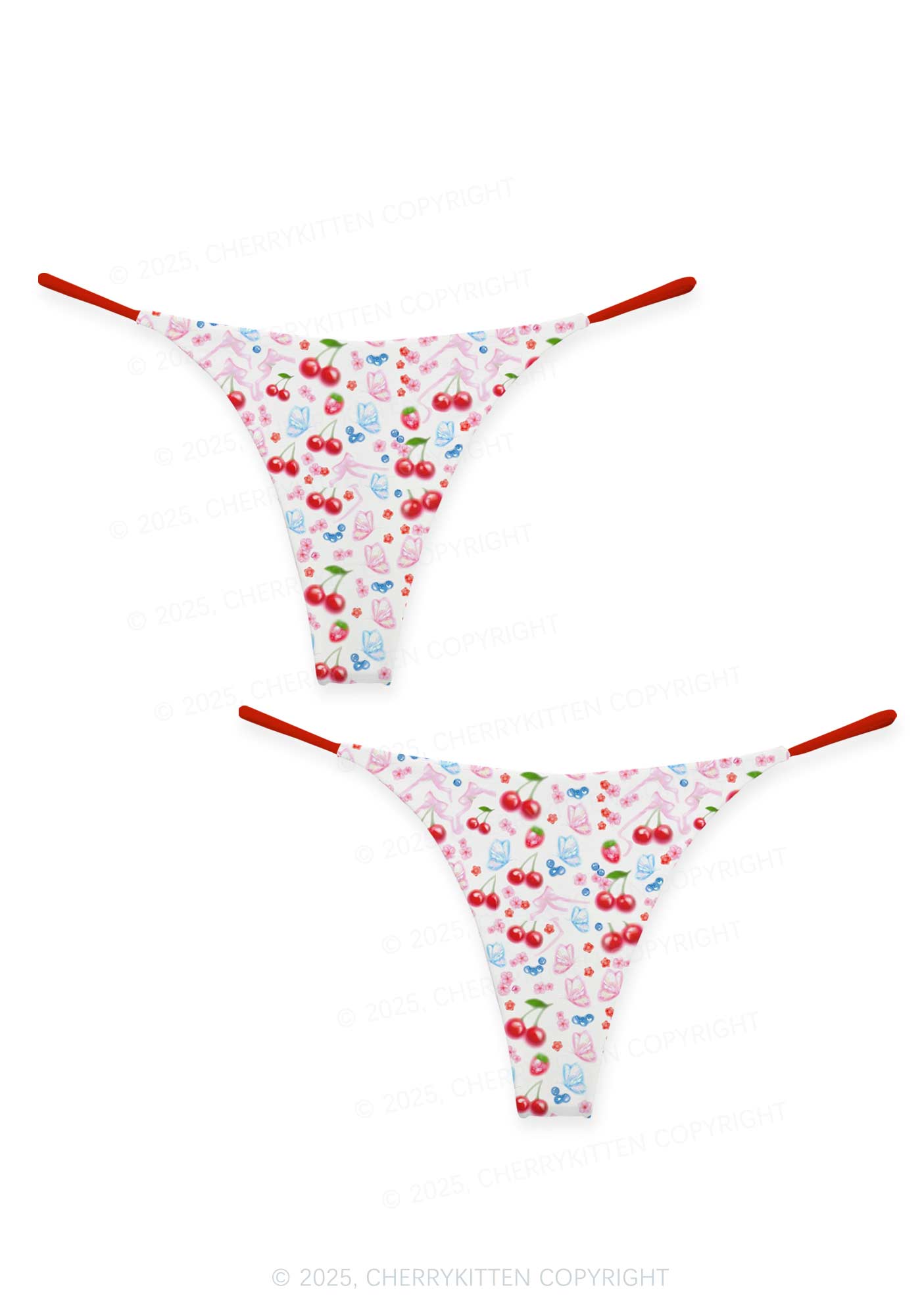 White Cherry Pie Valentine's Day Y2K Print Couples Thong Set Cherrykitten