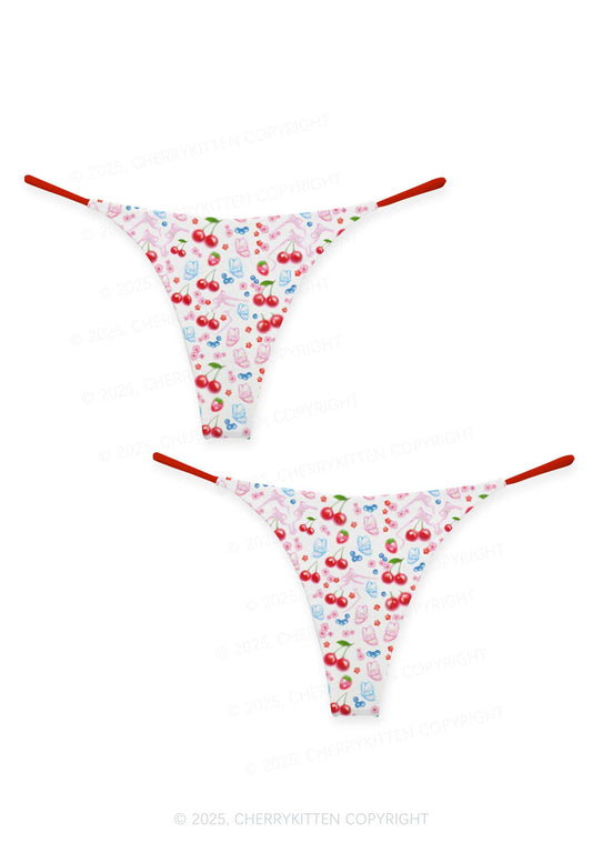 White Cherry Pie Valentine's Day Y2K Print Couples Thong Set Cherrykitten
