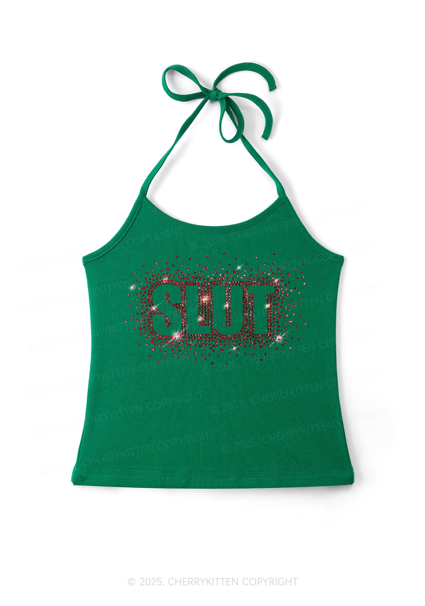Rhinestone Special Slxt Y2K Halter Neck Cami Cherrykitten