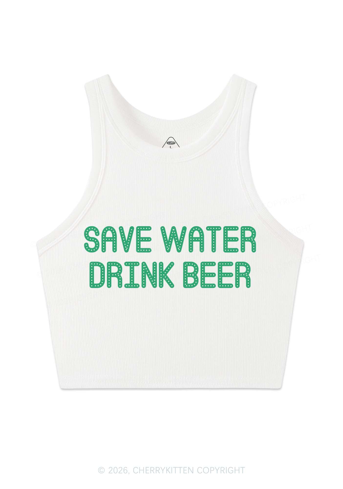 Save Water Drink Beer St Patricks Y2K Crop Tank Top Cherrykitten