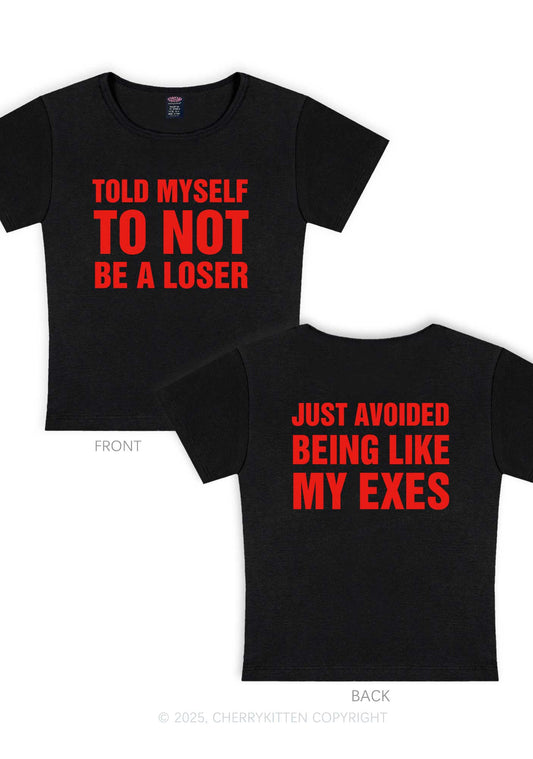 Not Be A Loser Two Sides Y2K Baby Tee Cherrykitten