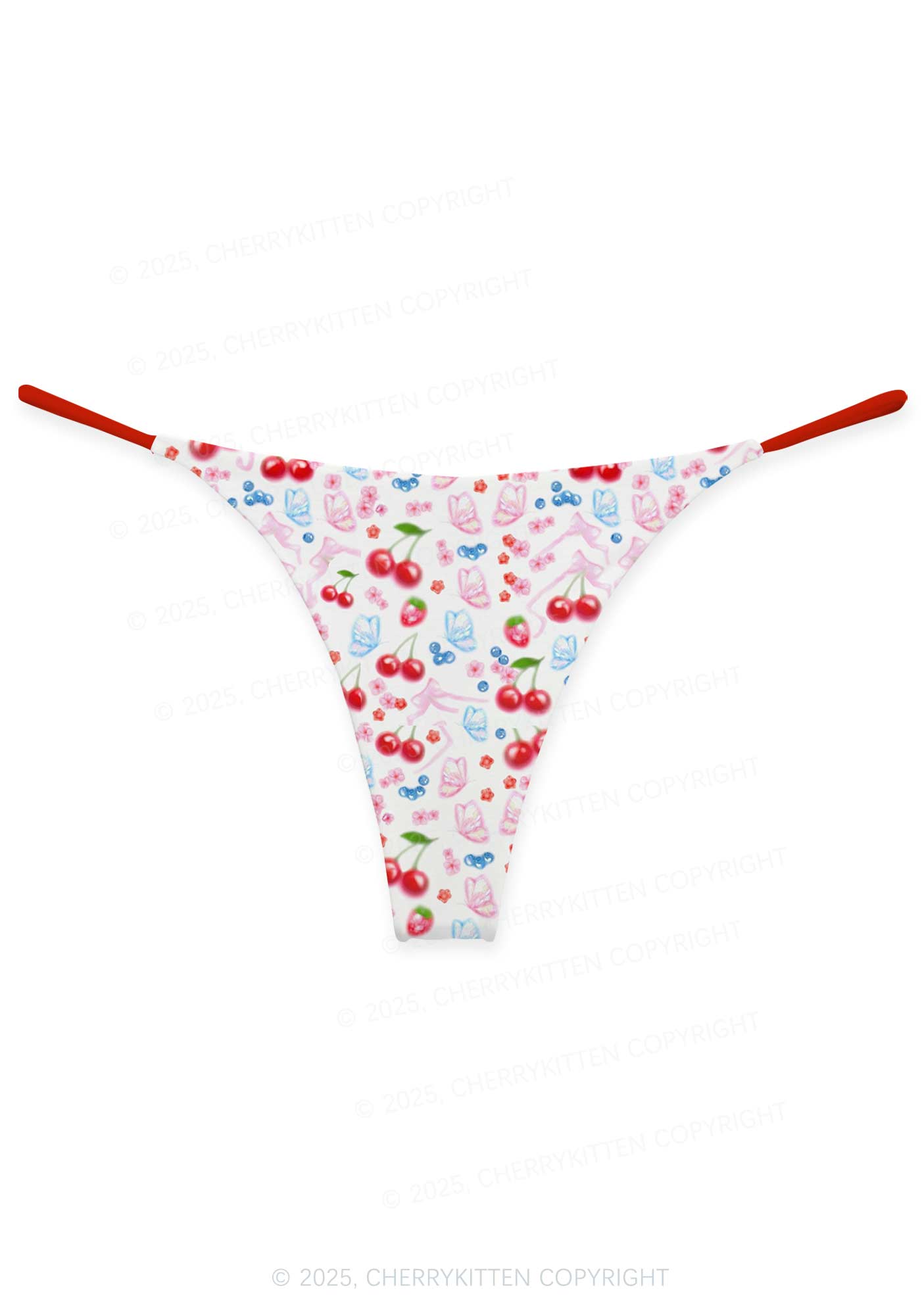 White Cherry Pie Valentine's Day Y2K Print Couples Thong Set Cherrykitten